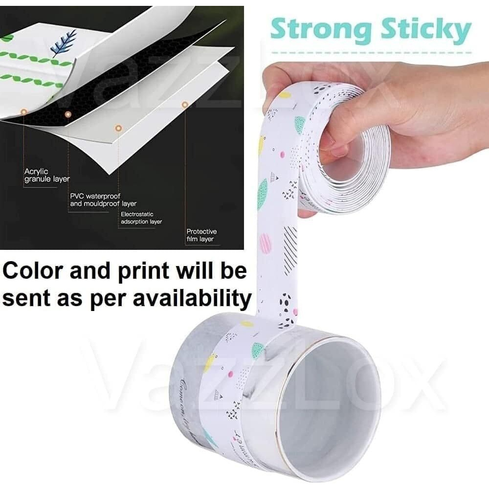 Ekeshvar Strong Water Proof Tape For Gap Sealer Tape For Platform Basin Toilet 3.8 M Single Sided Tape [Multi Design - Pack Of 3]
