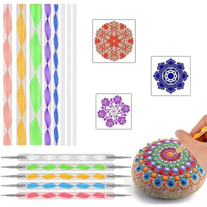 53ArtsMandala Art Dot Painting Designer Acrylic Tools Set Of 8 Pcs Mandal Tool And 5 Pcs Dotting Tool
