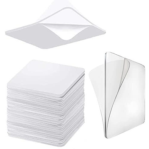 Tapahpriyay Double Side Tape Sticker Strong Waterproof Wall Indoor Square Mounting Nano Adhesive No Trace Gel Clear Use For Bedroom Home Kitchen Hotel (40 Pcs Double Side Sticker)