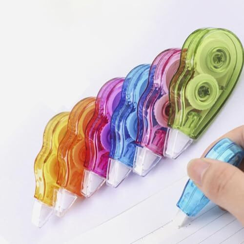 Eclet Correction Tape - Pack Of 2 Pcs Correction Tape 18 Meter X 5 Mm, For Journal, Correction Pen, Whitener For Correction, Stationary Items, Correction Pen Tape (Any 2 Random Color Sent) A