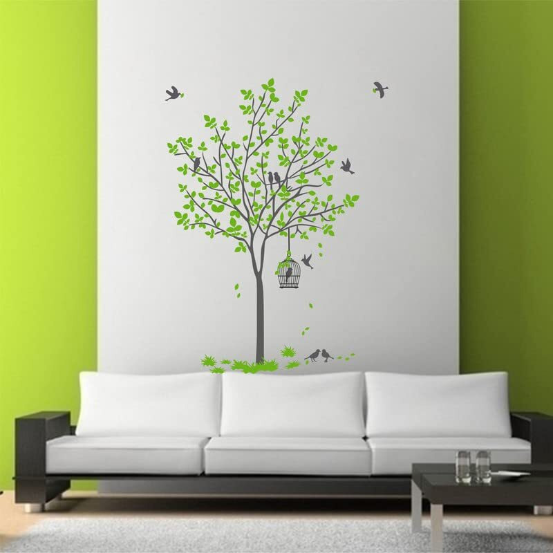 Dreamkraft Tree With Swing & Birds Wall Sticker  Nature Theme Pvc Vinyl Art For Living Room & Kids Room Dcor (Size 60 X 90 Cm)