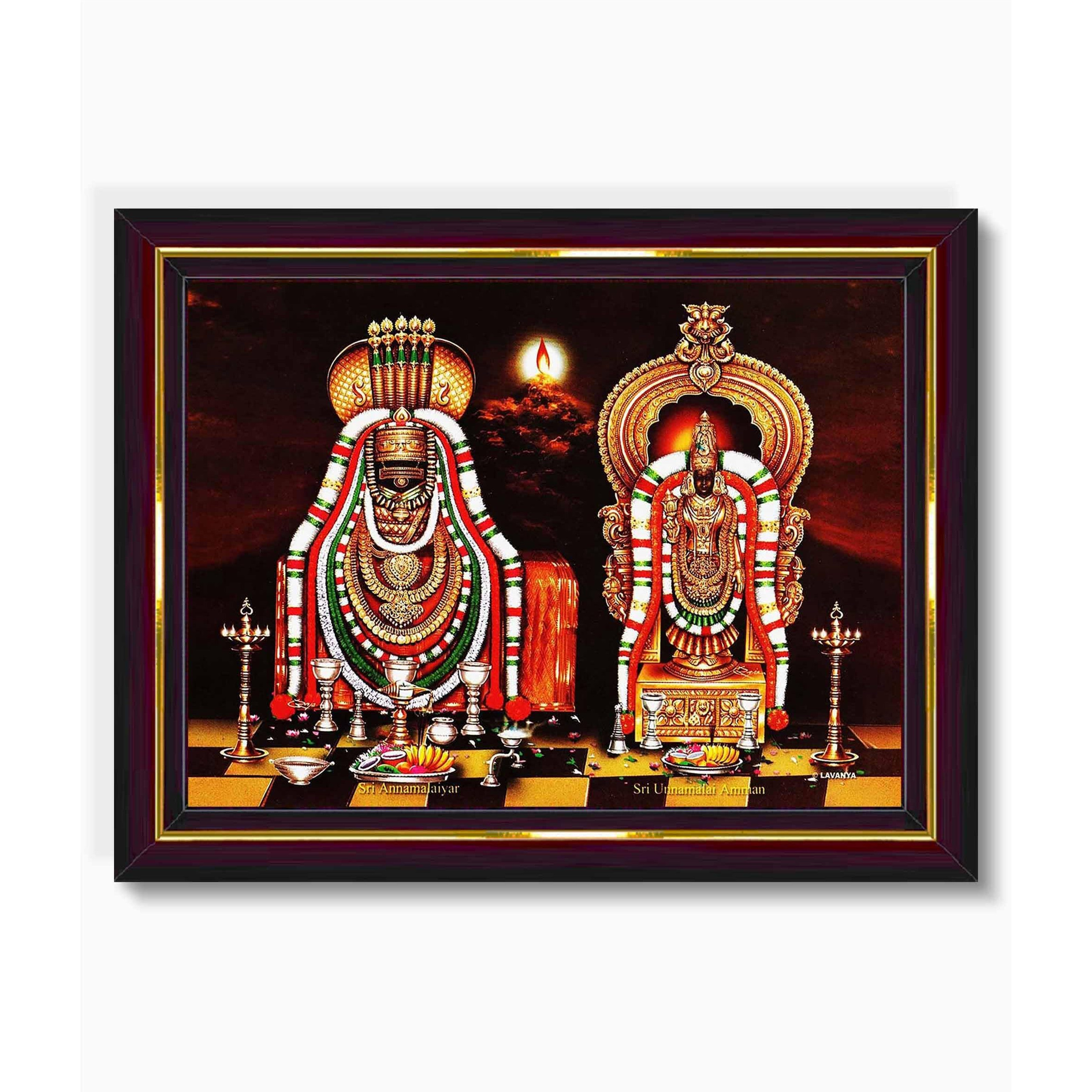 Pavan Photo Laminations Arunachala Shiva Annamalaiyar Unnamalaiyar Wall Painting Framed Home Decor (Wood,Matte,Brown,Small Size,6 X 8 Inch) B128S