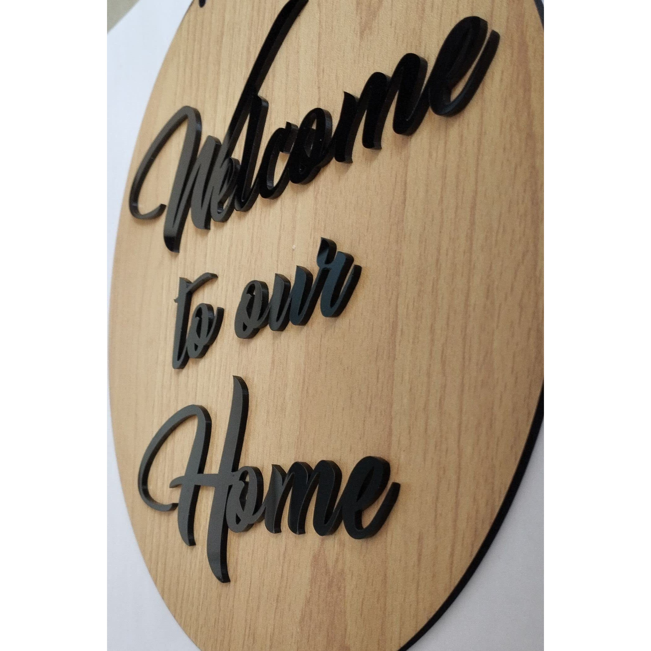 Asmi Collections Welcome To Our Home Wooden Wall And Door Hanging (25X25 Cm)