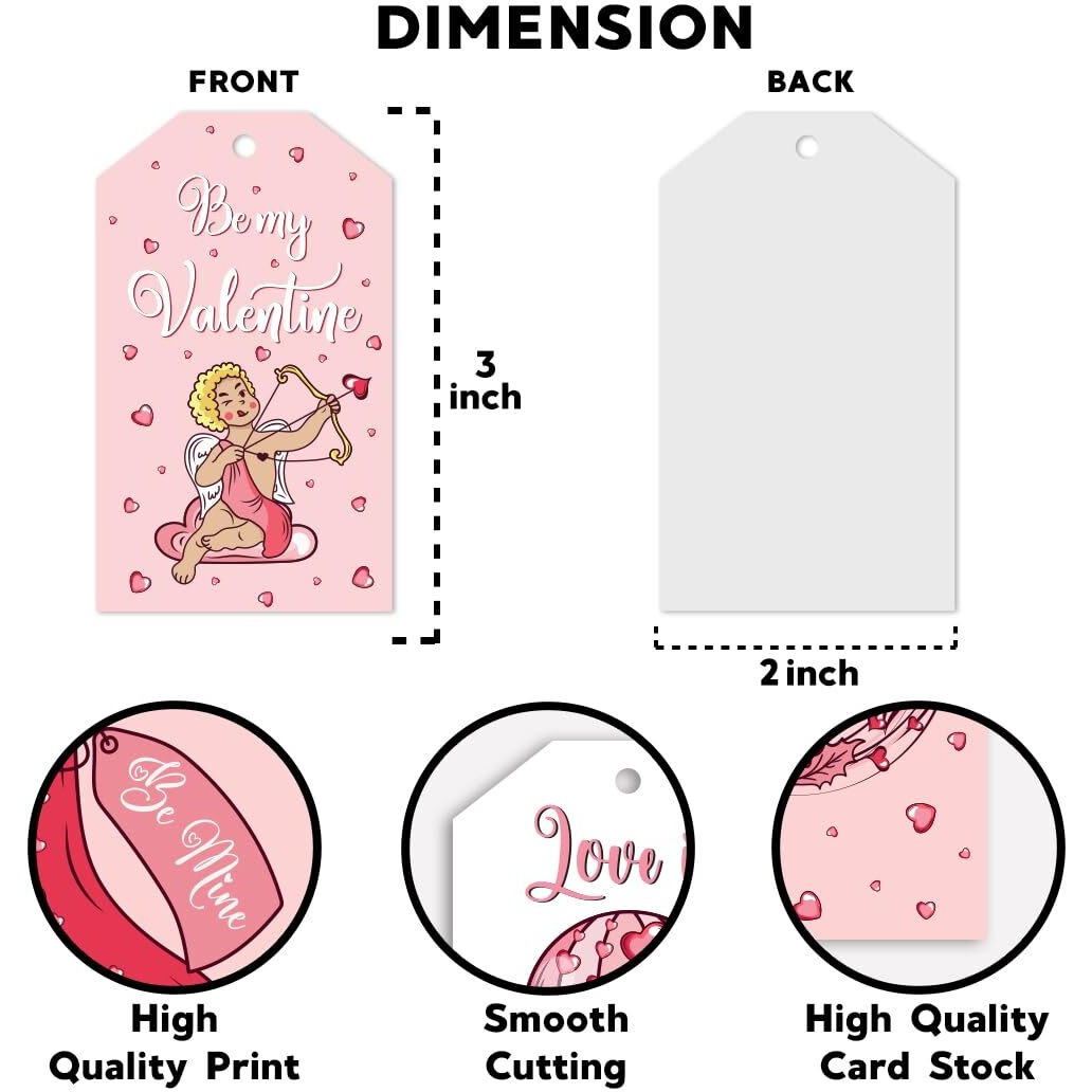 Festiko 12 Pcs Happy Valentine's Day Gift Tags With Strings (Tag 1), Love Sign Tags, Love Tags, Valentine's Paper Tags With String, Valentine Day Decorations