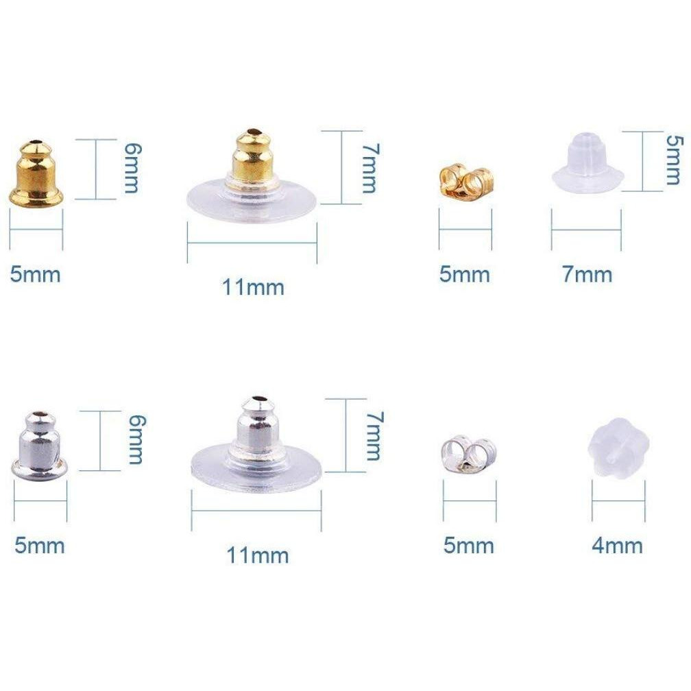 Diy Crafts Pack Of 3 Pcs, Plastic Earnut Earring, 5 Style Brass And Plastic Earnut Earring Studs Sets Mix (Pack Of 3 Pcs, Plastic Earnut Earring)