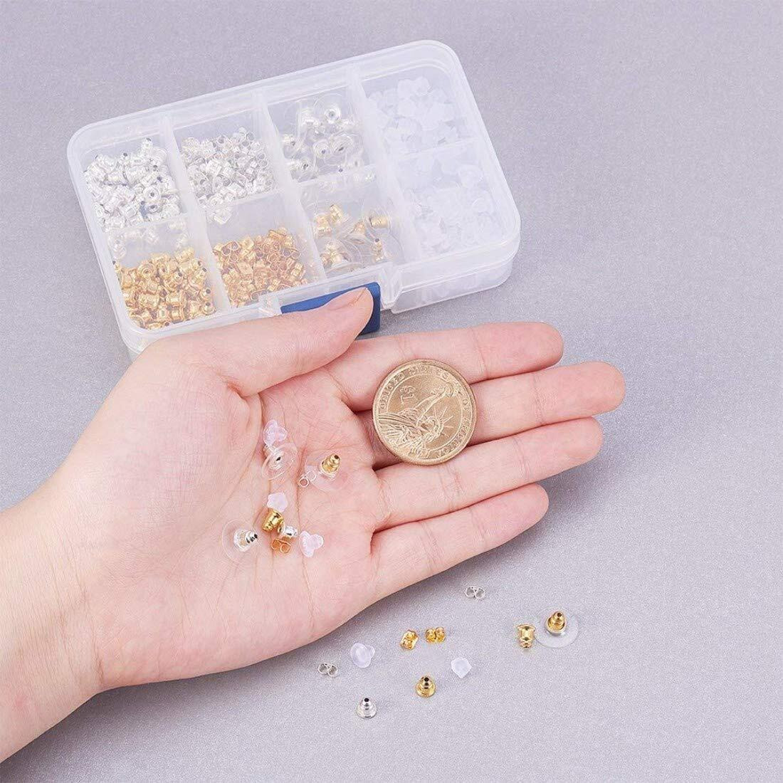 Diy Crafts Pack Of 2 Pcs, Plastic Earnut Earring, 5 Style Brass And Plastic Earnut Earring Studs Sets Mix (Pack Of 2 Pcs, Plastic Earnut Earring)