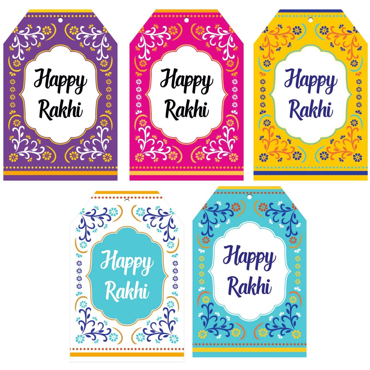 Svm Craft Happy Raksha Bandhan Gift Tags (Pack Of 50). Rakhi Gift Card Tags With Gold String For Attaching To Gift Boxes And Cake Boxes. Rakhi Tags Rakhi Gift Tags Raksha Bandhan Tags