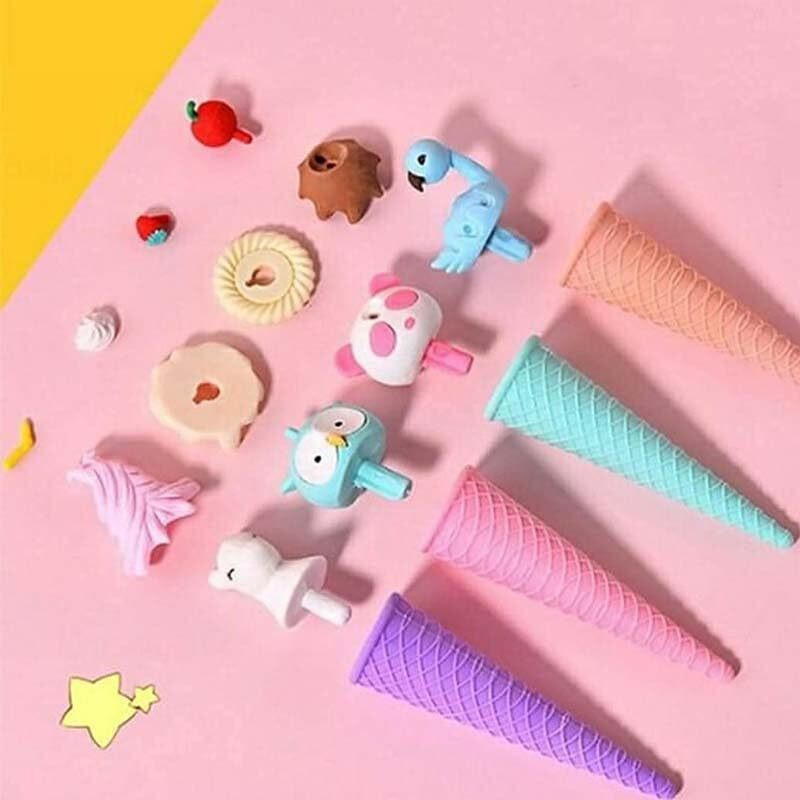 Neeyati Eraser For Kids  Ice-Cream Theme Erasers Set For Kids, Eraser For Kids Eraser Set For Return Gift, Stationary Set For Kids, Rubber Eraser For Kids, Stationary Set For Kids (2 Pcs)