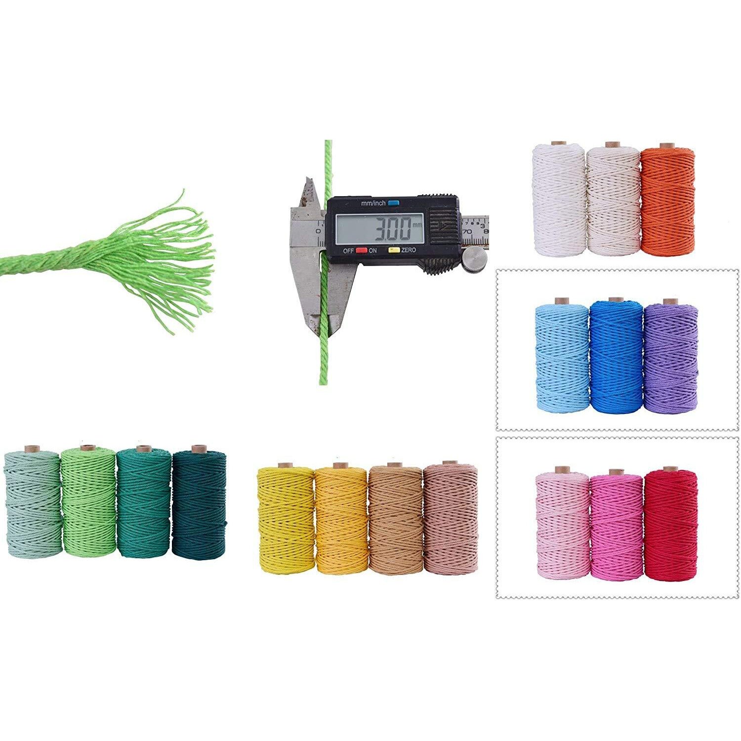 Diy Crafts Pack Of 100 Mtr 100X1, Mixed 20 Colour, Linen Rope 100M Long/100 Yard Pure Cotton Twisted Cord Rope Crafts Macrame Artisan St(Pack Of 100 Mtr 100X1, Mixed 20 Colour)