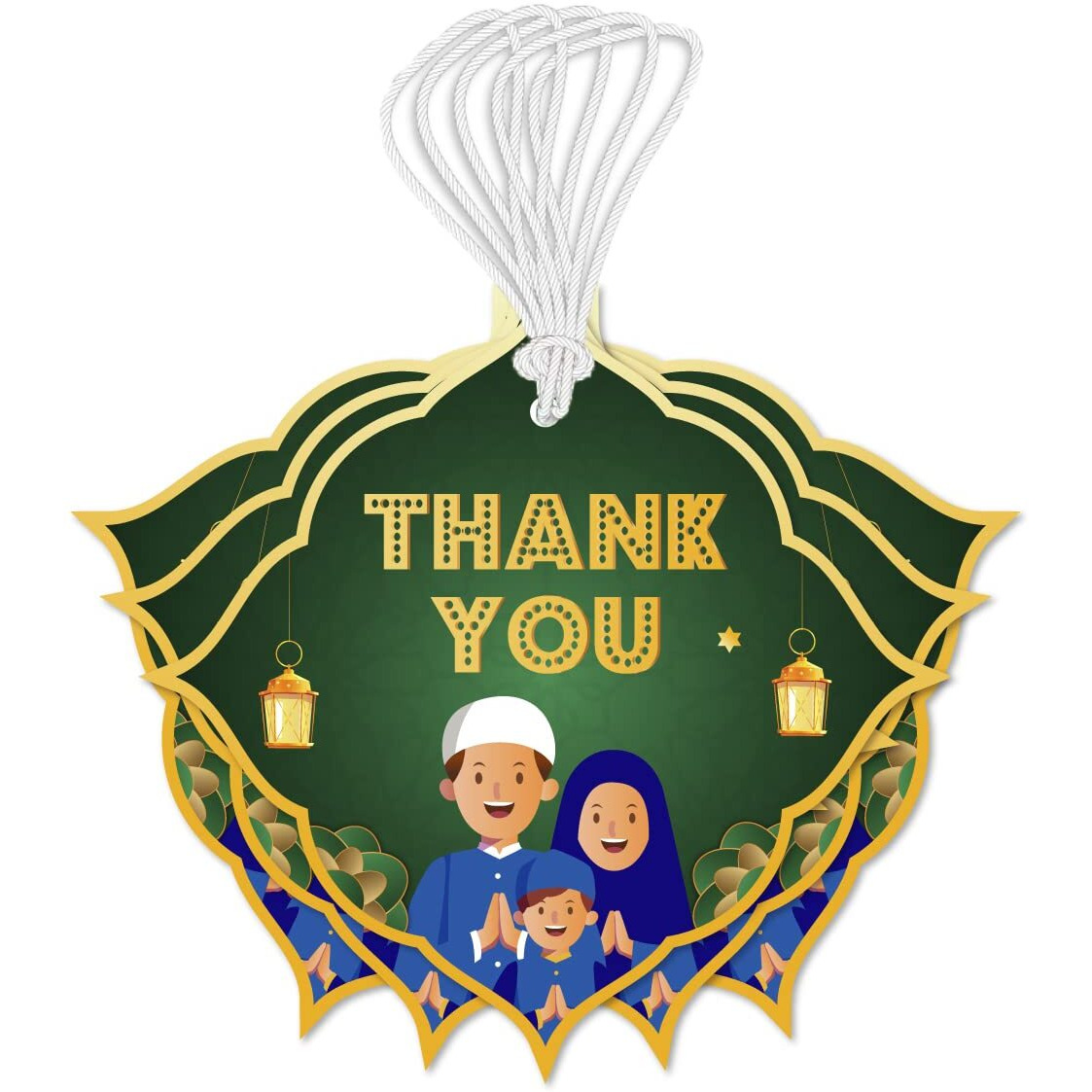 Festiko 30 Pcs Thank You Tags For Ramadan/Eid (Green A), Thank You Tags, Eid Decorations, Ramadan Decorations, Tags For Ramadan Party, Eid Party Supplies
