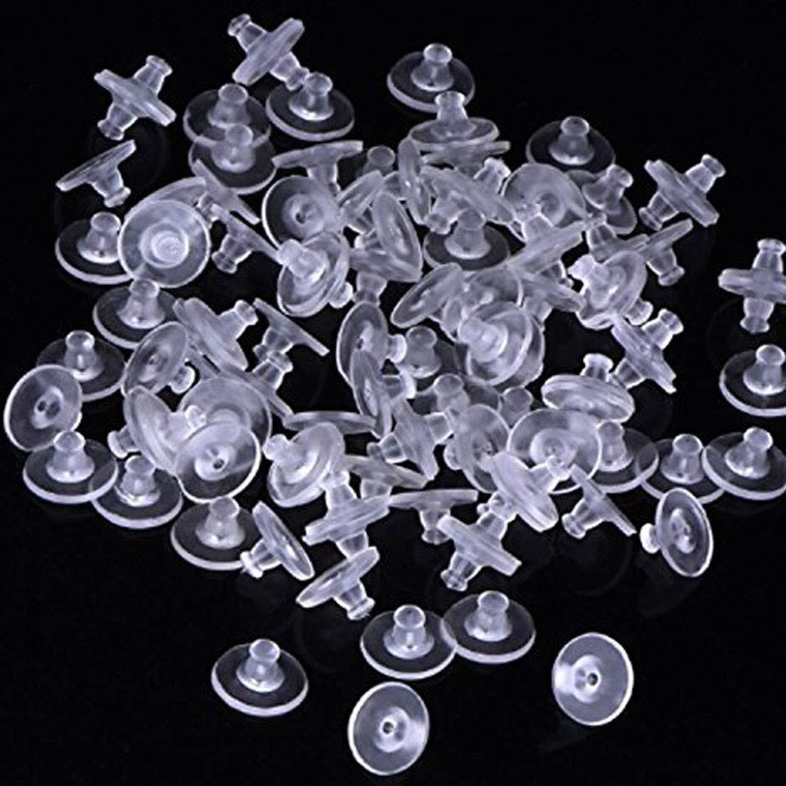 Diy Crafts Design  No 2, Pack Of 100 Pcs, 100 - Pack Earring Backs Earring Stoppers Clear Rubber Earring Safety Clear Bullet Clutch Earring Back (Design  No 2, Pack Of 100 Pcs)