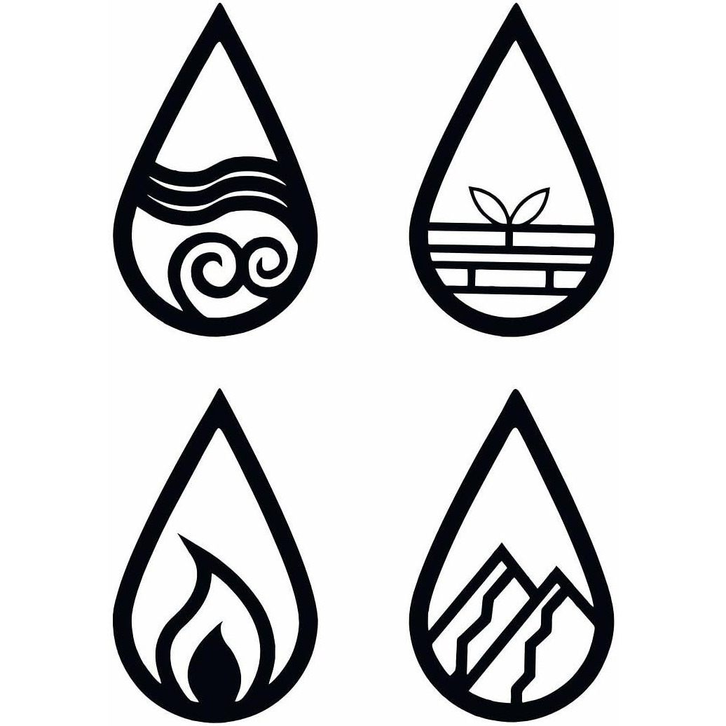 Cvanu Set Of 4 Drop Design Mdf Wall Hanging With Double Sided Tape For Wall Decoration Black (12Inchx8Inch)_W261