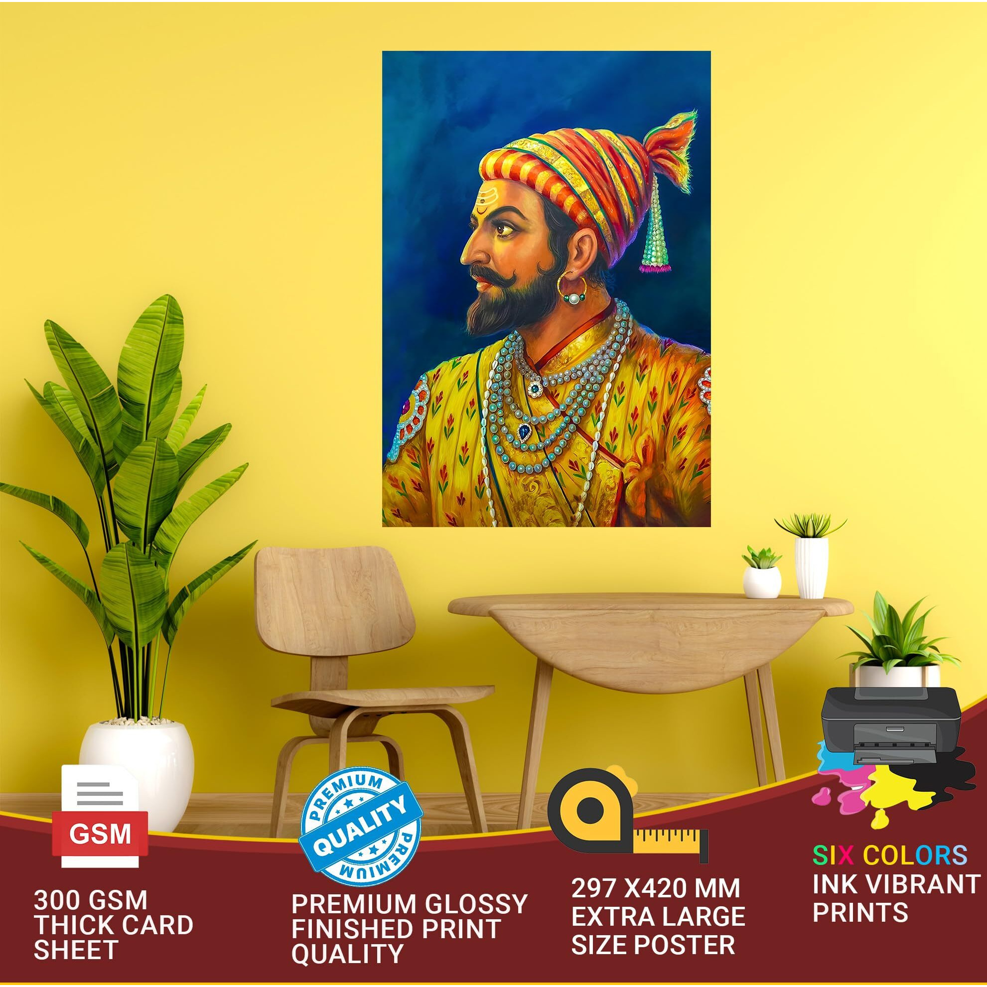 Shivaji Maharaj Wall Sticker | Shivaji Maharaj Photo Wall Art | Shivaji Stickers For Home, Living Room, Kids Room