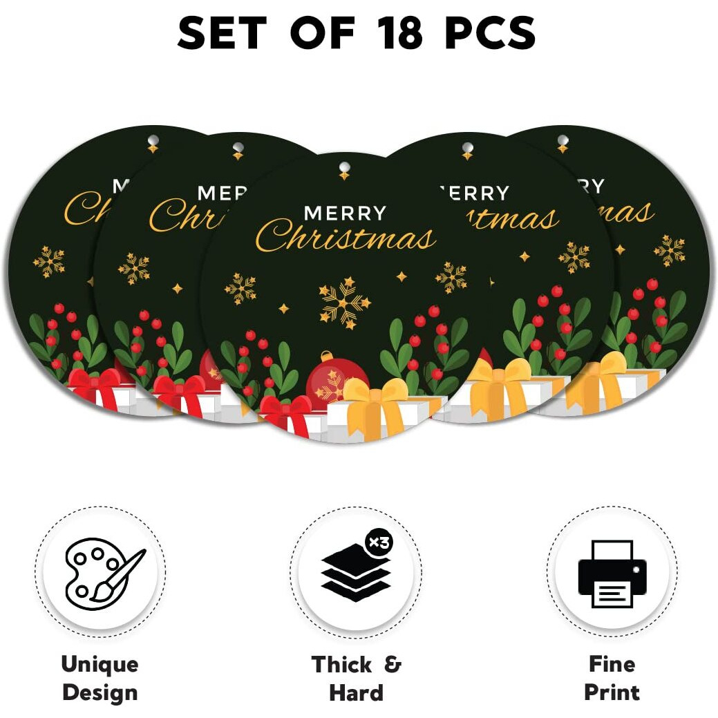 Festiko Christmas Gift Tags, Christmas Theme Gift Tags,Xmas Gift Tags Hanging Label For Diy Christmas Gift Wrap And Label Package Pack Of 18 Pcs (Multicolor)