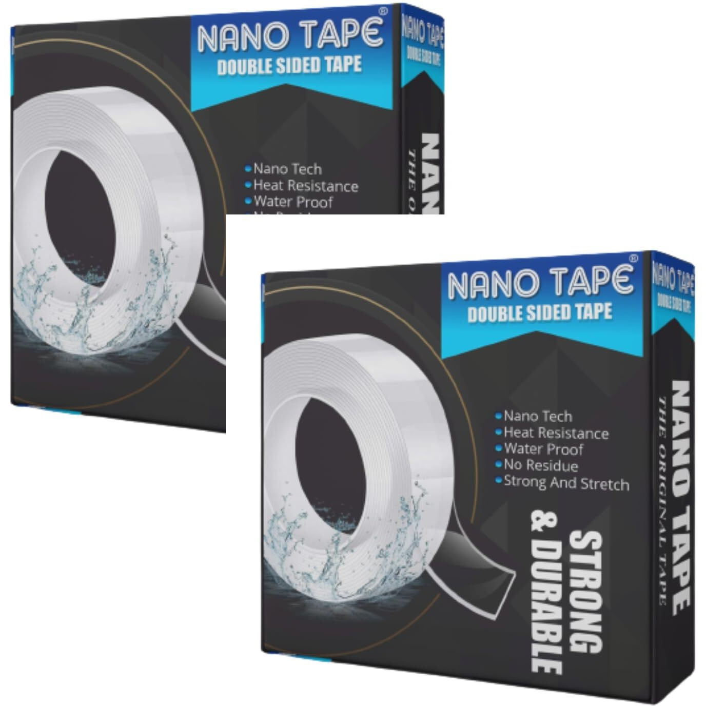 Double Sided Tape Heavy Duty - Multipurpose Removable Traceless Mounting Adhesive Tape For WallsWashable Reusable Strong Sticky Strips Grip Tape Pack Of 2