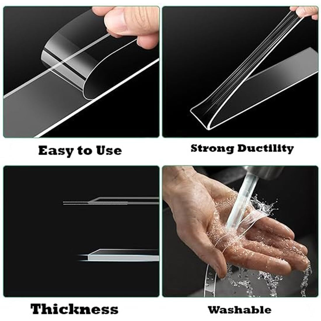 Double Sided Tape Heavy Duty - Multipurpose Removable Traceless Mounting Adhesive Tape For WallsWashable Reusable Strong Sticky Strips Grip Tape Pack Of 2
