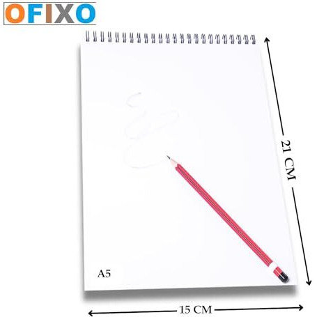 Ofixo 50 Sheet A5 Sketchbook Pack Of 2-5.8 X 8.3 Inch 140 Gsm| Top Spiral-Bound Sketchpad For Artists | Sketching And Drawing Acid Free Paper, For Doodling For Professional & Acadmic Use (1)