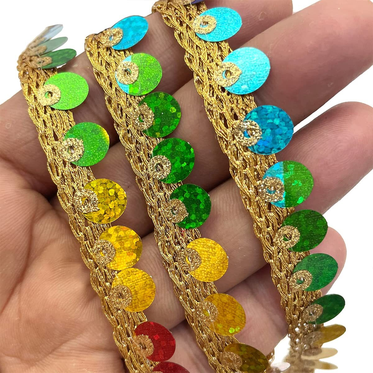 Embroiderymaterial Sequence Gota Lace For Saree Border Fabric Border Lace For Dresses, Sarees, Lehenga, Suits, Blouses, Dupatta, Chunri And Craft (40 Meters), Multicolor