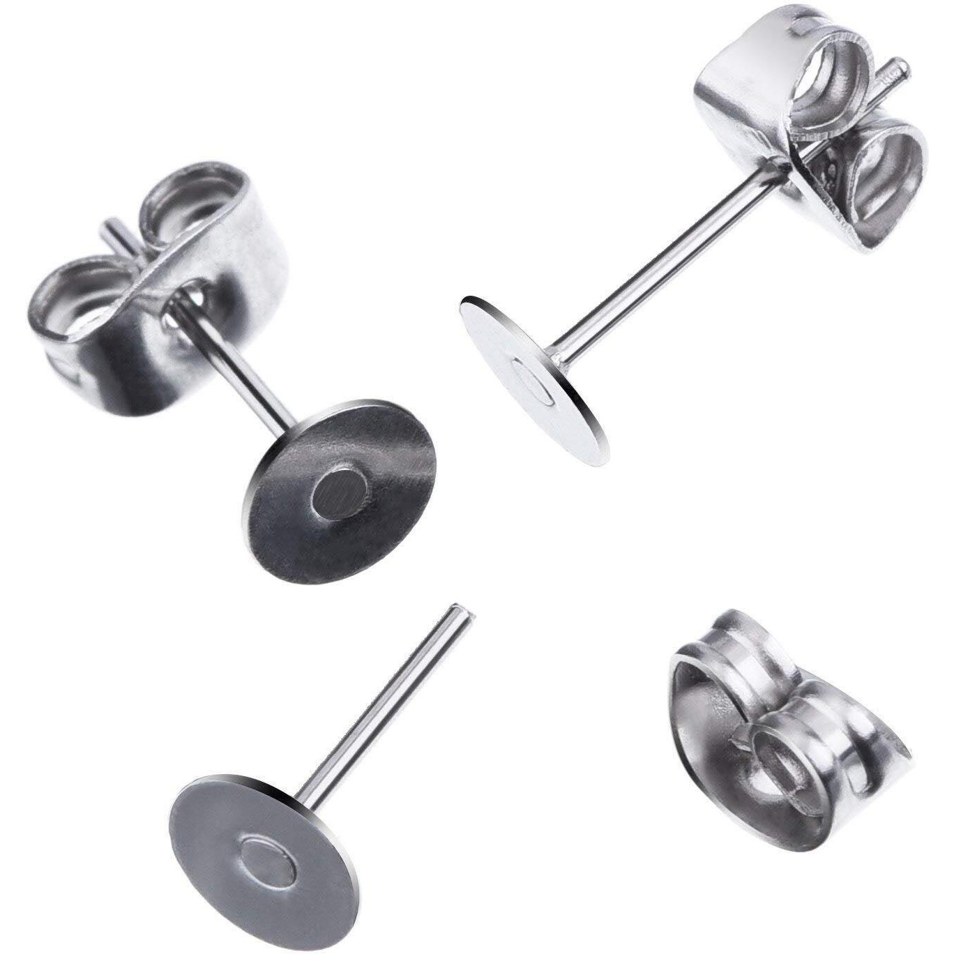 Diy Crafts Design No  3, Pack Of 100 Pair, Stainless Steel Flat Pad Earrings Posts With Butterfly Earring(Design No  3, Pack Of 100 Pair)