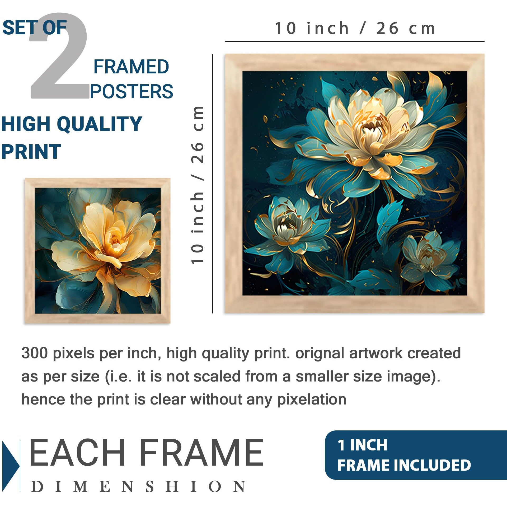 Artifly - Modern Art Wall Painting With Frame For Living Room Bedroom Hall Office - Abstract Framed Painting For Wall Decoration - Wall Decor For Home - Set Of 4 (Painting 3)