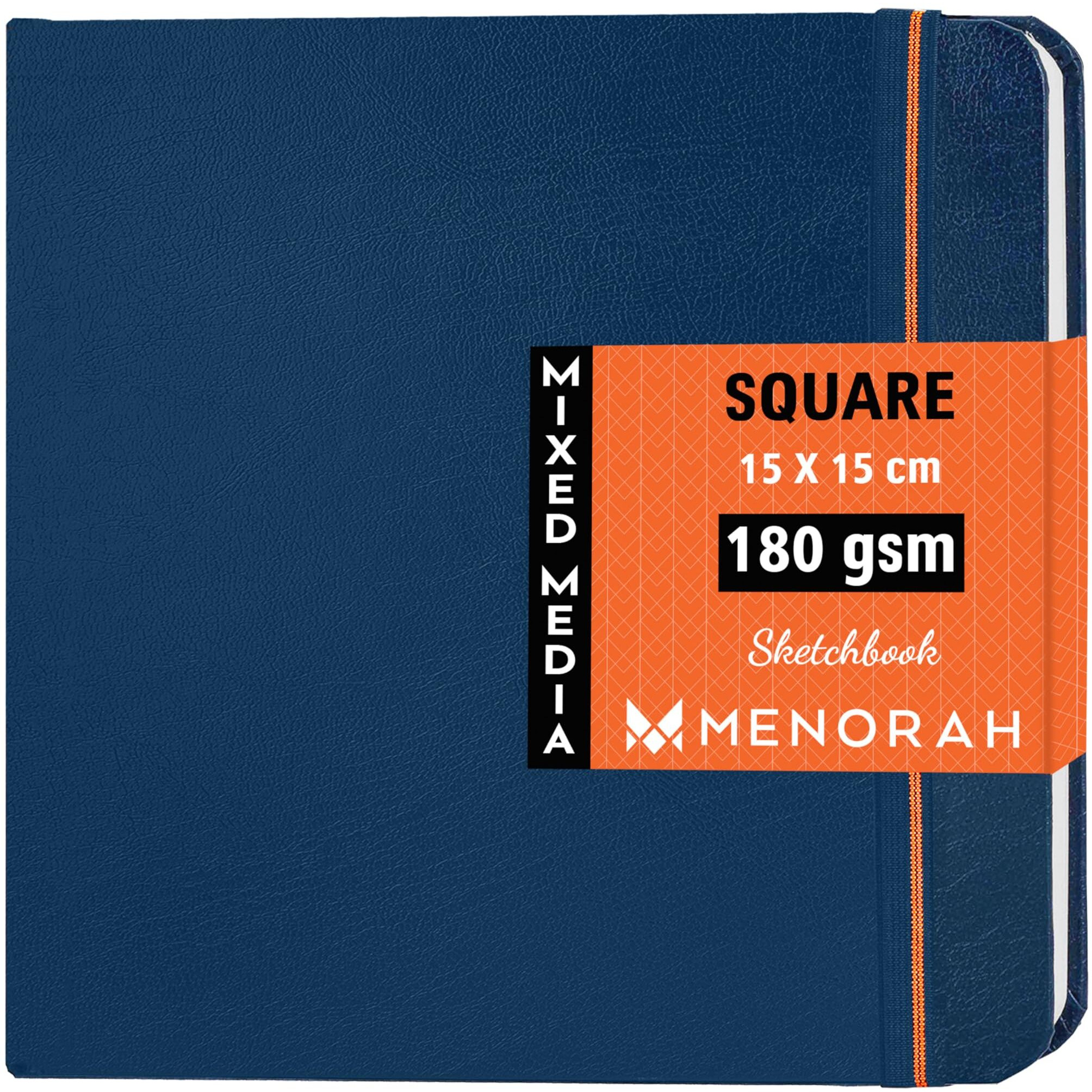Menorah - Sketch Book For Artist - Square - 180 Gsm - Square Sketchbook - For Drawing - Hard Bound - 100 Pages/50 Sheets - (15.0 X 15.0 Cm) WatercolorGraphiteOil Pastels, Paper,Silk