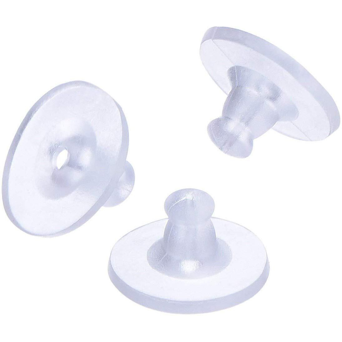 Diy Crafts Pack Of 200 Pcs, Small Round Flat Clear, Pairs Bullet Clutch Earring Backs With Pad Earring Safety Backs (Pack Of 200 Pcs, Small Round Flat Clear)