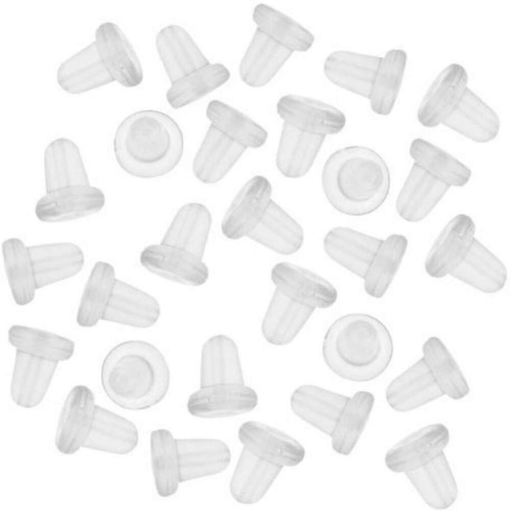 Diy Crafts Pack Of 200 Pcs, Small Round Flat Clear, Pairs Bullet Clutch Earring Backs With Pad Earring Safety Backs (Pack Of 200 Pcs, Small Round Flat Clear)