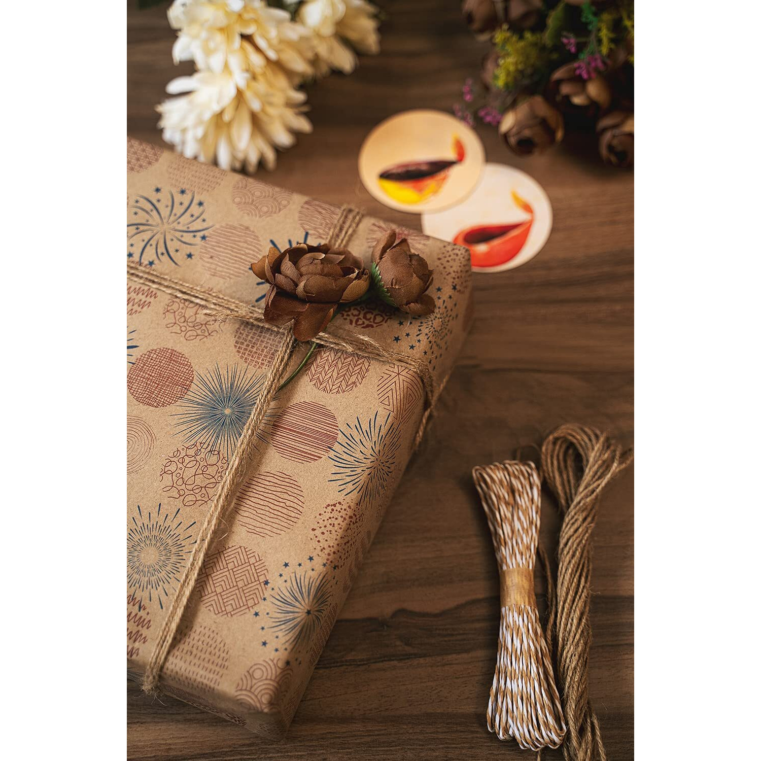 Evince Polka Dots Gift Wrapping Paper | Red Blue Printed Kraft Papers | All Occasion Gifts For Her Him Adults Kids Birthday Christmas New Year Halloween | 35 X 20 | 10 Large Sheets