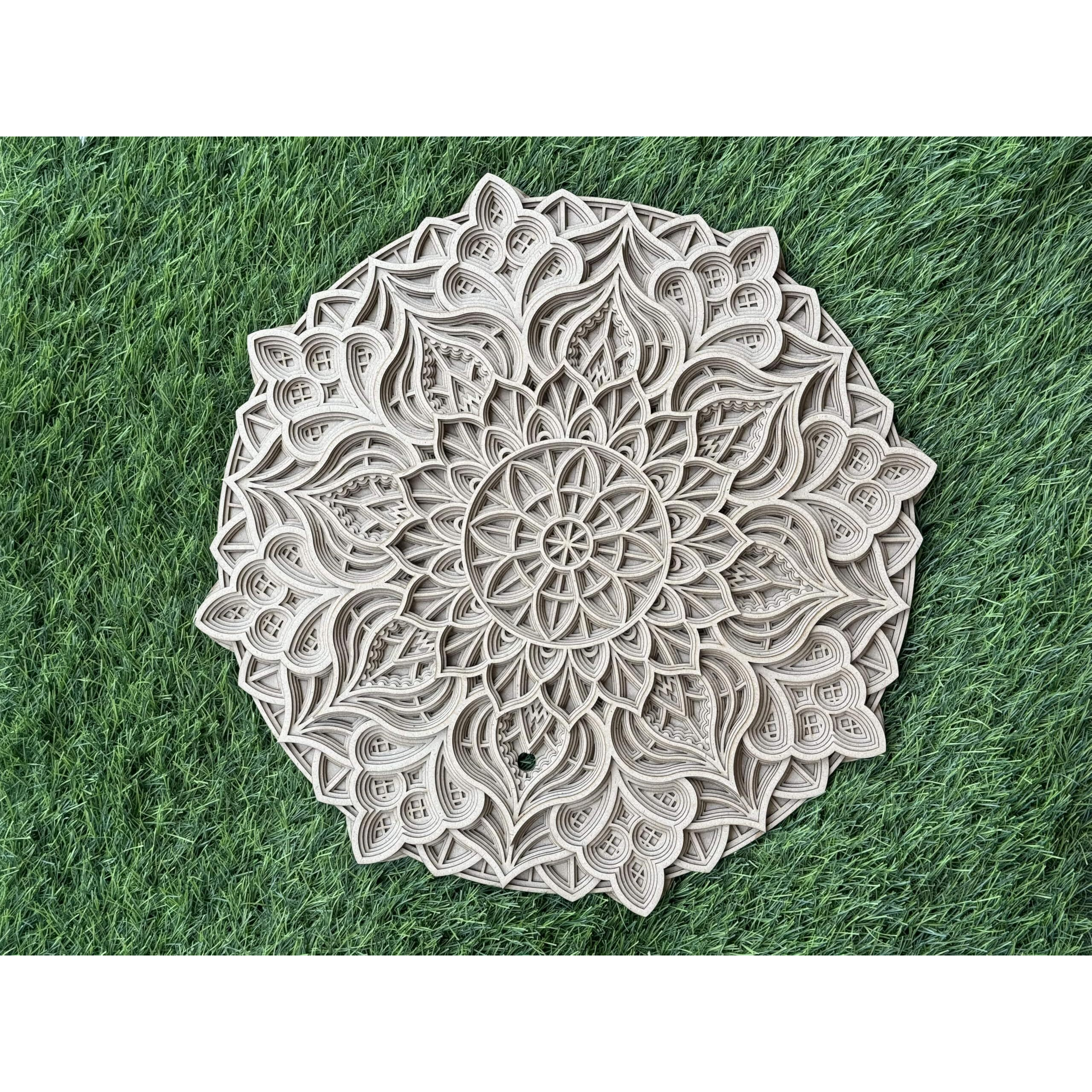 Gloridec Wooden Multilayered 3D Decorative Mandala Wall Decor | Decorative Round Mandla Wall Art For Living Room Wall Hanging Home Decor | Rm07 (24" X 24" Inch)