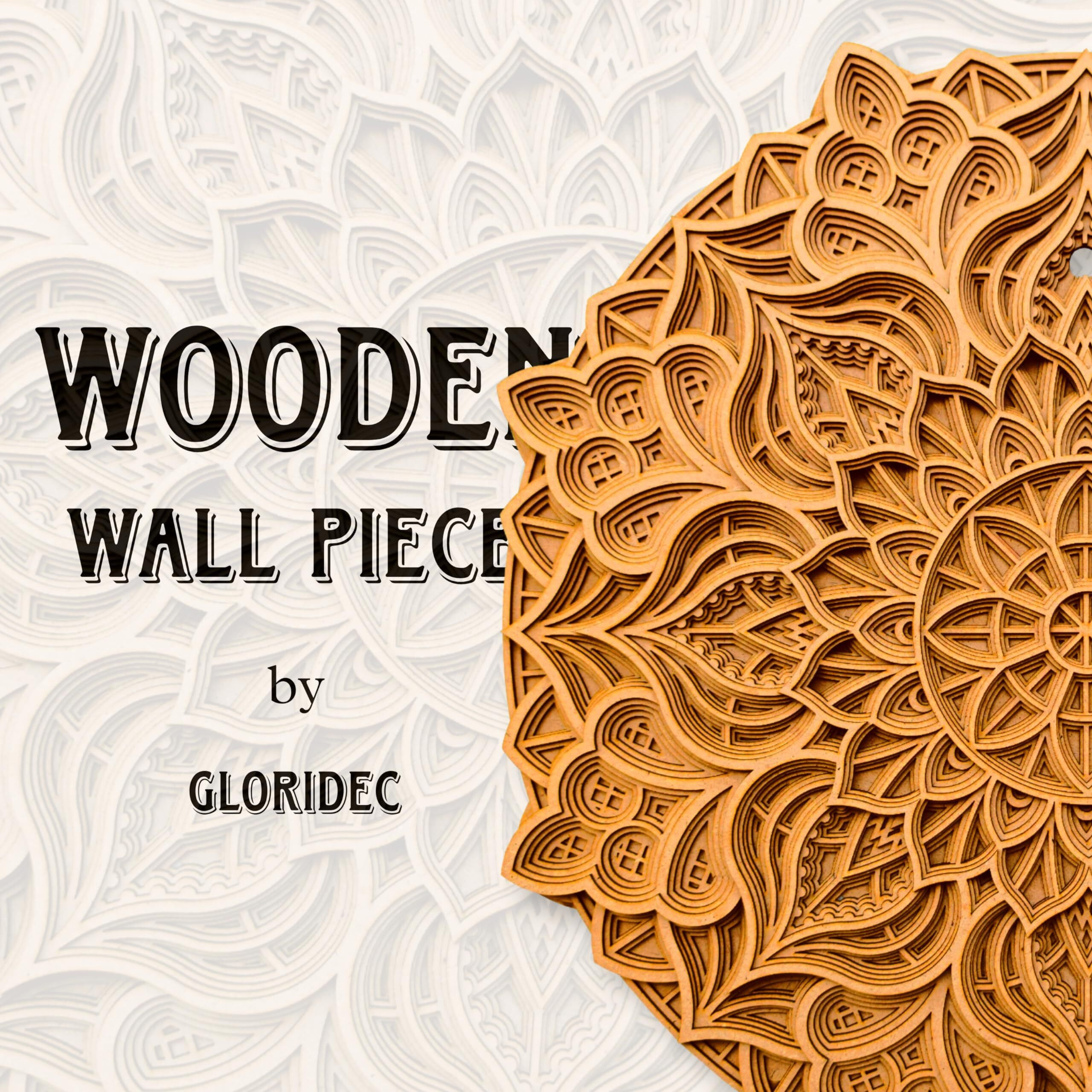 Gloridec Wooden Multilayered 3D Decorative Mandala Wall Decor | Decorative Round Mandla Wall Art For Living Room Wall Hanging Home Decor | Rm07 (24" X 24" Inch)