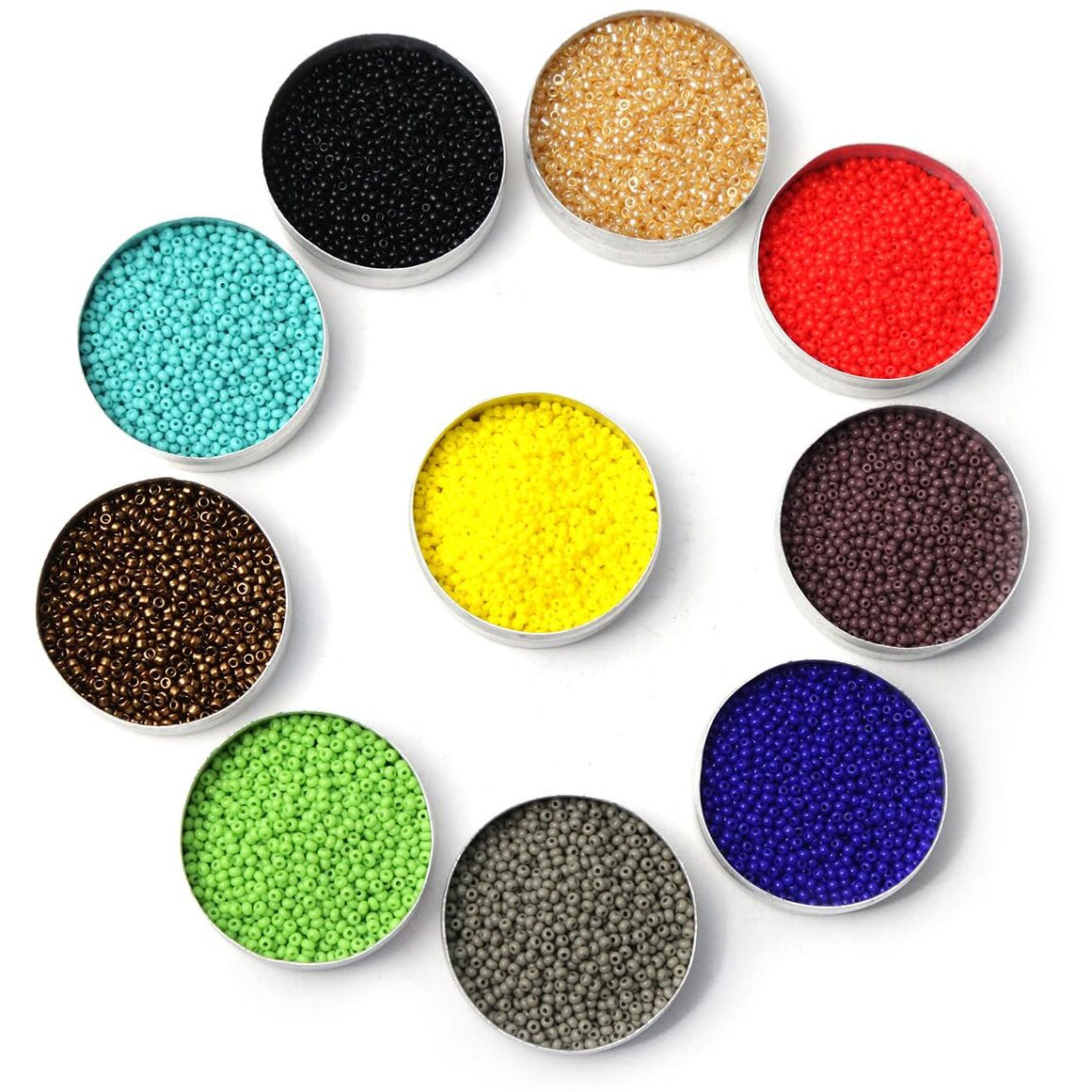 Embroiderymaterial Preciosa Glass Seed Beads For Jewelry Making, Bracelet Making, Bead Weaving, Embroidery & Crafts, Combo Of 10 Vibrant Colors | 15/0 (1.5Mm Size) 100 Grams/10 Gram Each Colors