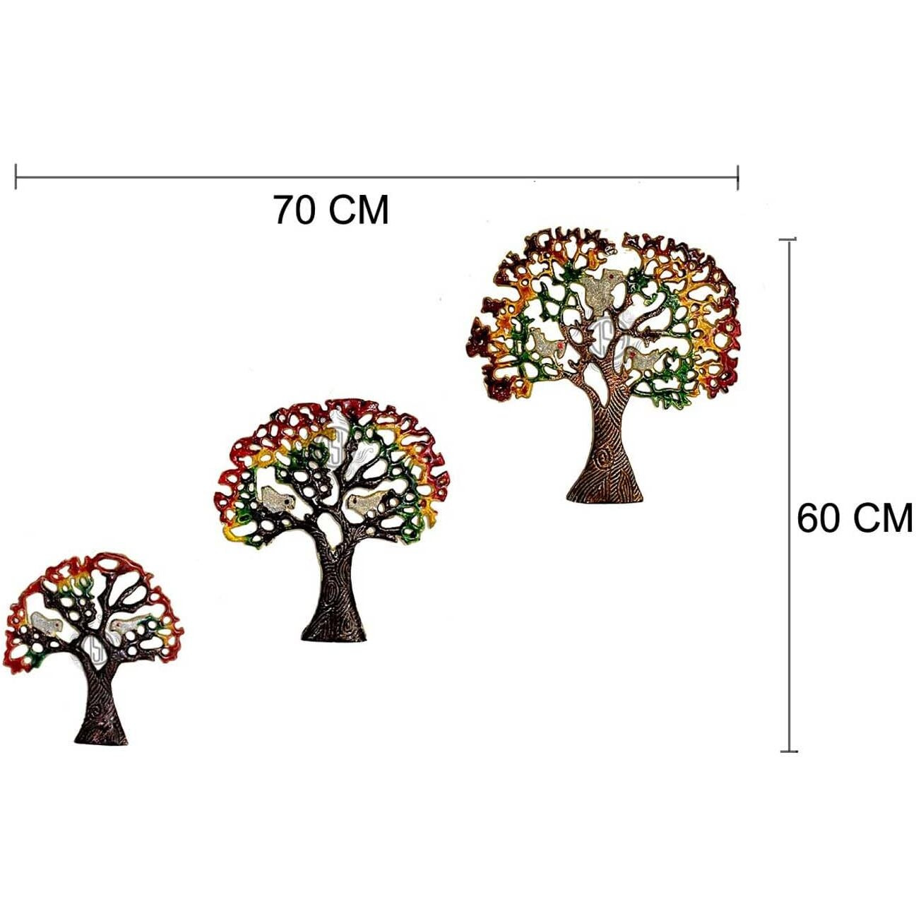 Dsh Crafting Your Curiosity Metal Wall Art For Living Room, Bedroom, Kitchen, Office Wall Hanging Decoration Items,Set Of 3 Multi Color Tree, Nature Home Decor & Gifts