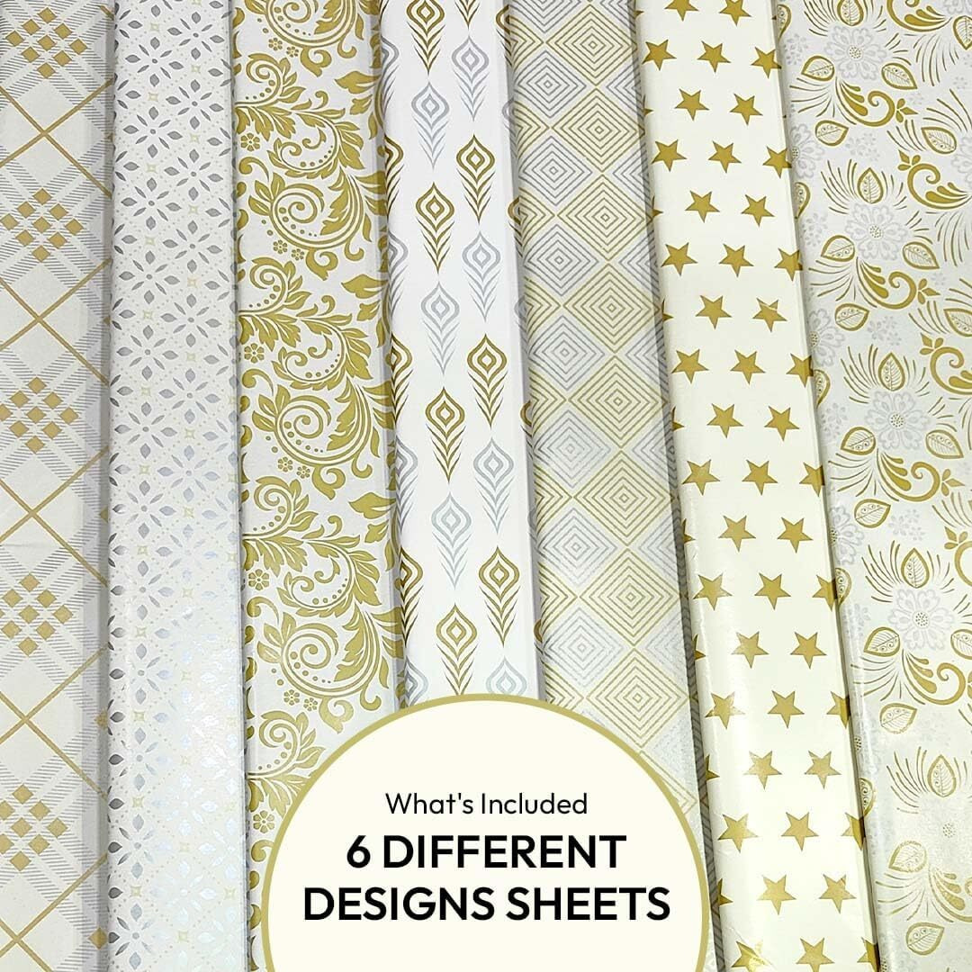 Ofixo Md9 Premium Design Gift Wrapping Paper Sheet, Gift Paper, Gift Papers Sheets, Gift Cover Rapping Paper, Gift Packing Materials, Paper Sheet For Gift Packing (Mix Design - Pack Of 6)