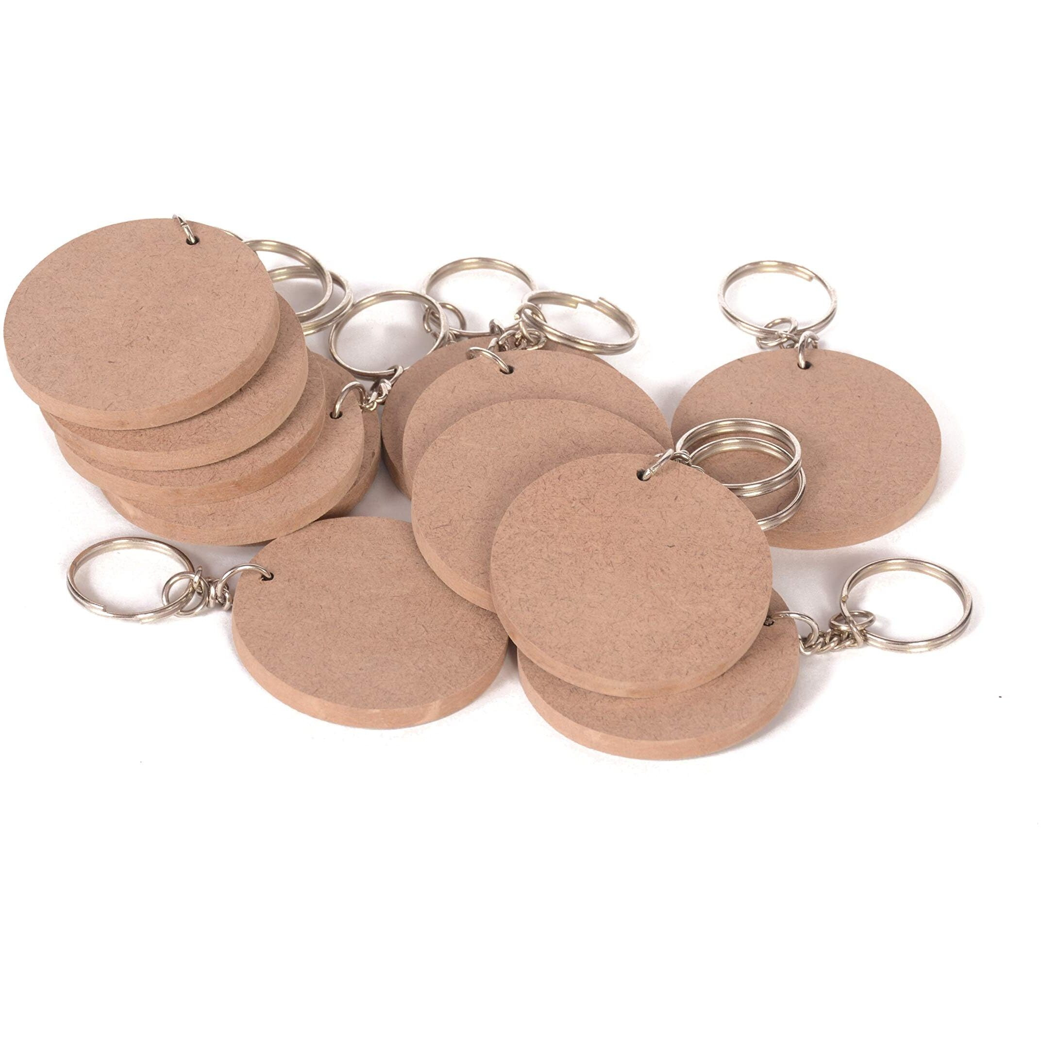 Kd Retail 1.5 Inch Circle Mdf Key Chains Wood Sheet Craft - Mdf Plain Circle-Shaped Key Chains For Painting Wooden Sheet Craft - (Pack Of 10) (Pack Of 10)