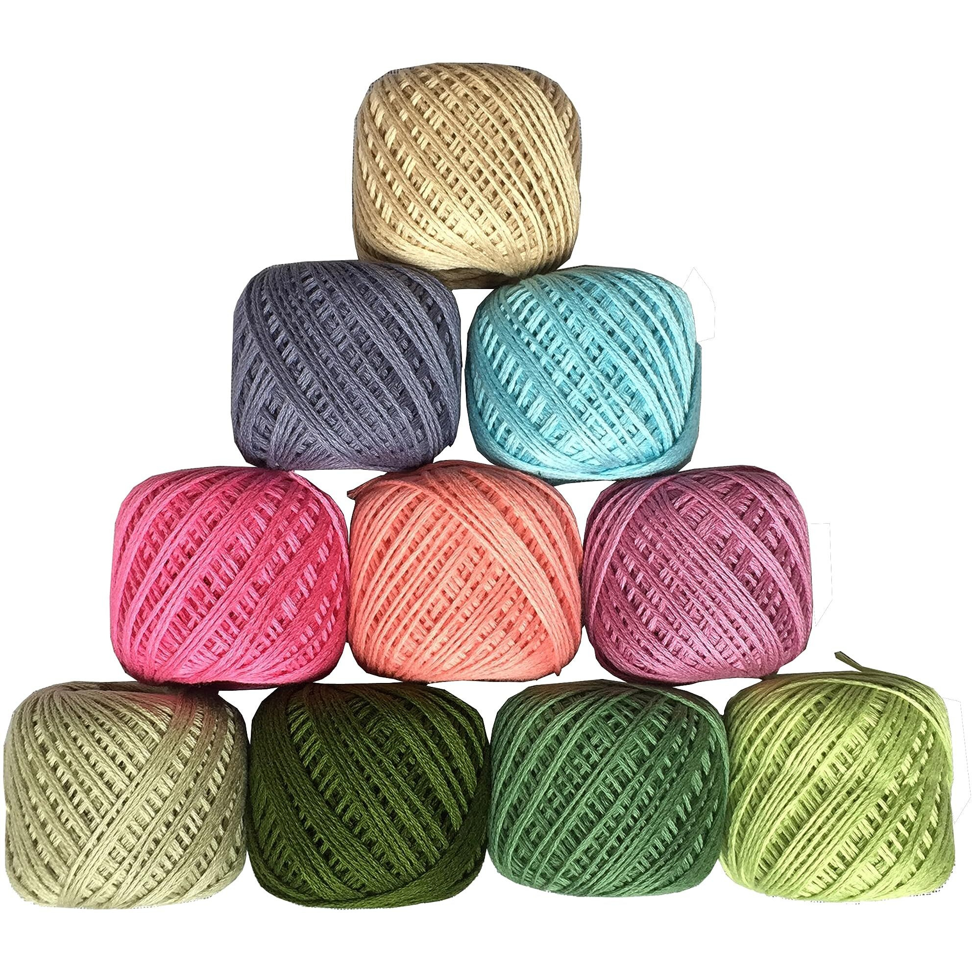 Lambodar Crochet Cotton Tatting Thread Yarn For Knitting And Craft Making Combo 35 To 40 M Approximate And Thread Size Is 1 Mm (2Nd) (Pack Of 10), 120 Gram, Multicolour