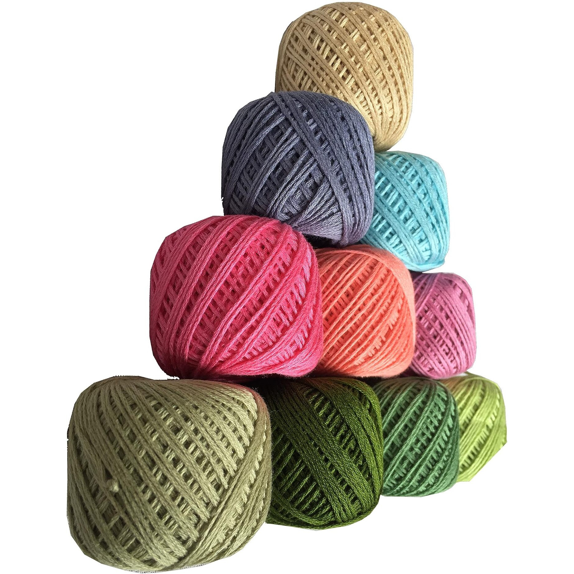 Lambodar Crochet Cotton Tatting Thread Yarn For Knitting And Craft Making Combo 35 To 40 M Approximate And Thread Size Is 1 Mm (2Nd) (Pack Of 10), 120 Gram, Multicolour