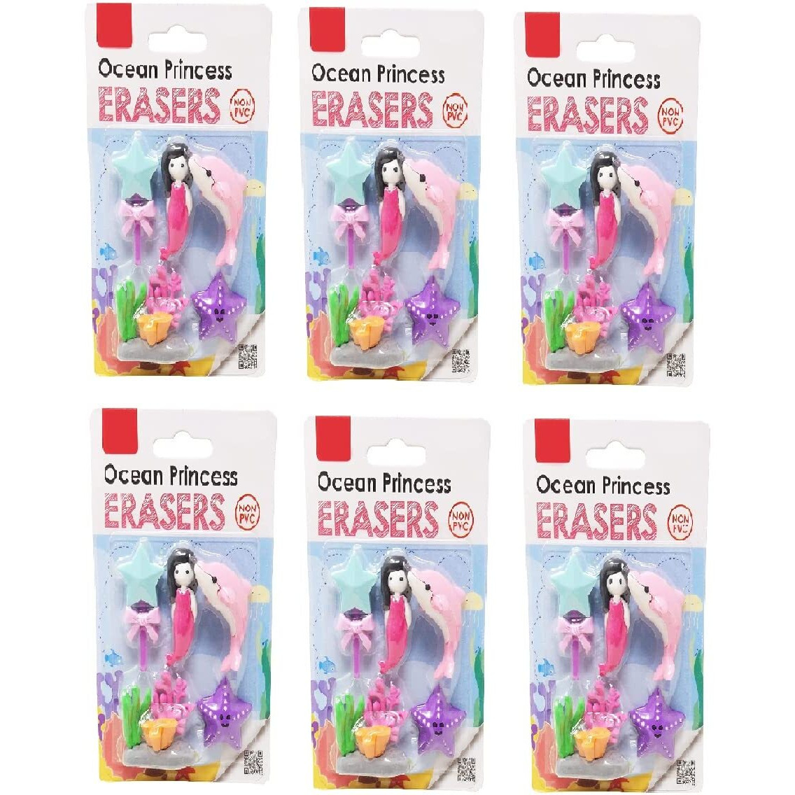 Parteet Mermaid Eraser (Pack Of 6) For Kids
