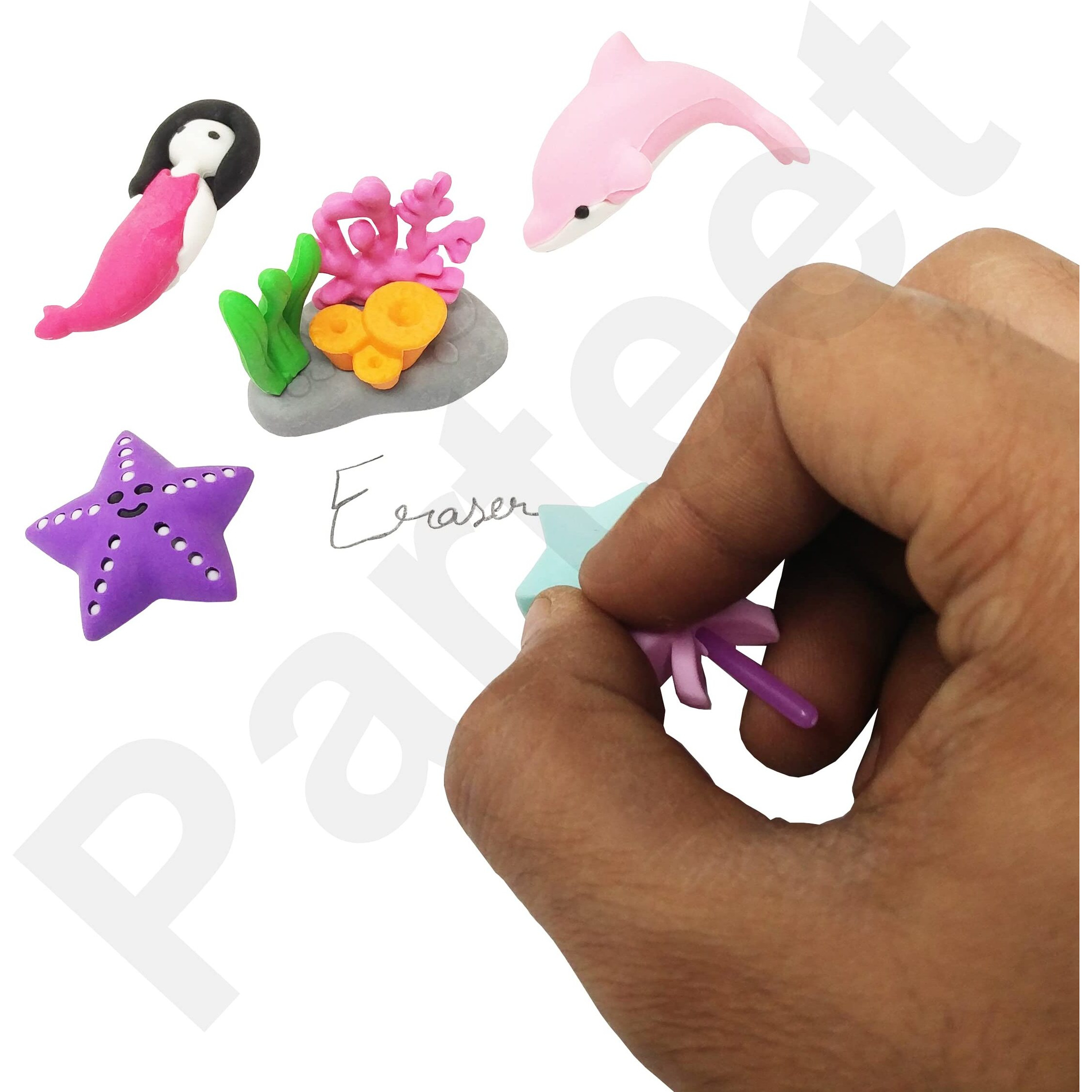 Parteet Mermaid Eraser (Pack Of 6) For Kids