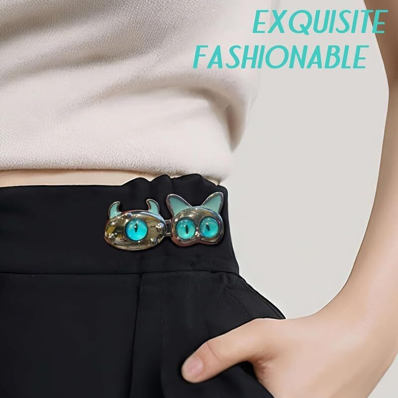 Godfly Pant Waist Tightener Reusable Waist Button Tightener, Free Alloy Reusable Adjustable Removable Button Pins Pants Clips Fit Button No Sewing Decoration Accessories(2 Pair)(Blue)