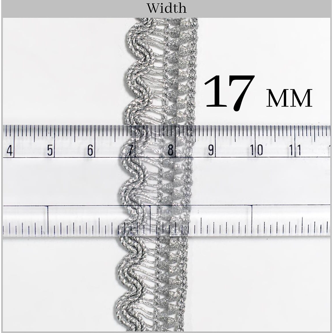 Embroiderymaterial Zari Sewing/Embroidery Lace For Saree Border, Blouse, Dupatta Border, Lehenga, Kurti Etc (18 Meters, Silver, 17Mm Wide)