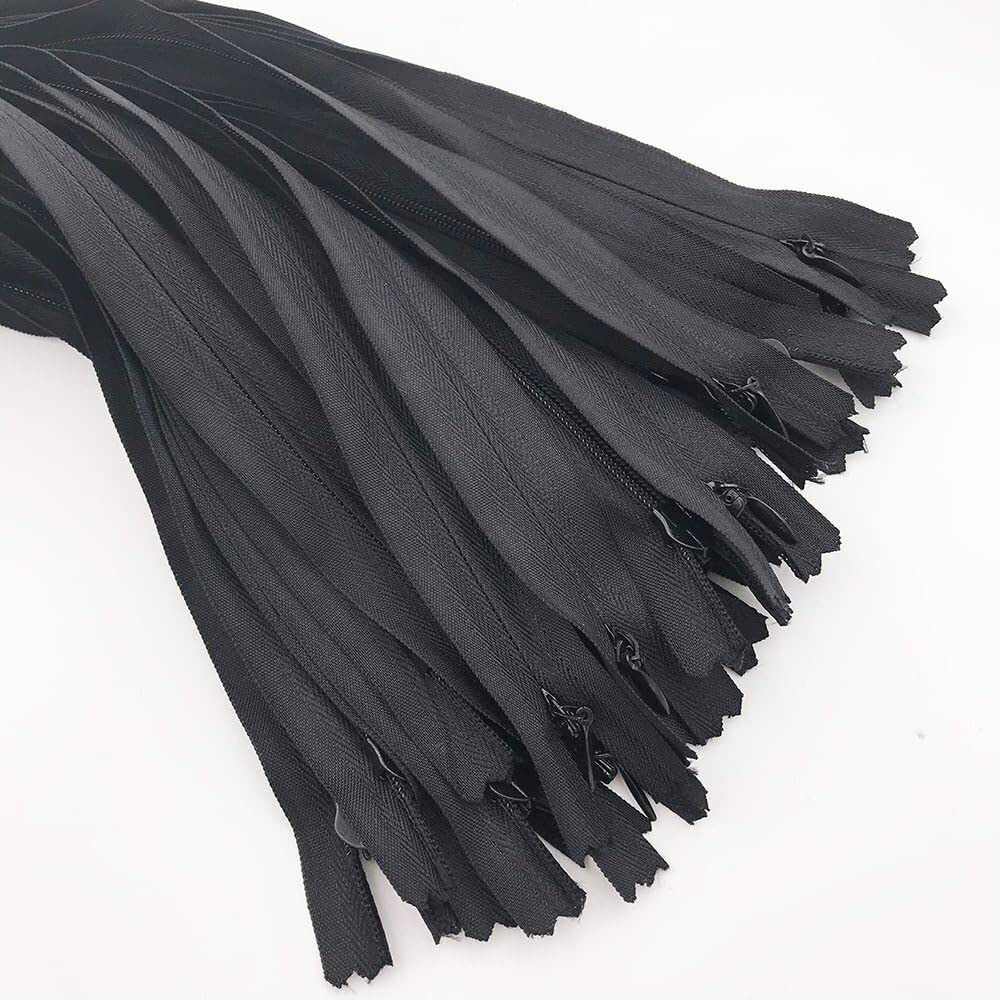 On Blow 42Cm Black Colored Nylon Invisible Zippers Closed End Diy Sewing Craft (Pack Of 30)