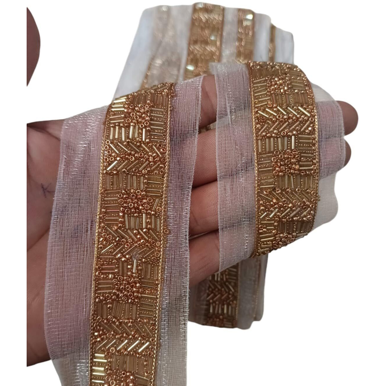 Nnj Group Zardosi Embroidered Golden Lace Border For Saree, Lehenga & Bridal Wear  9 Metres  Premium Wedding & Festive Embroidery Trim Lace
