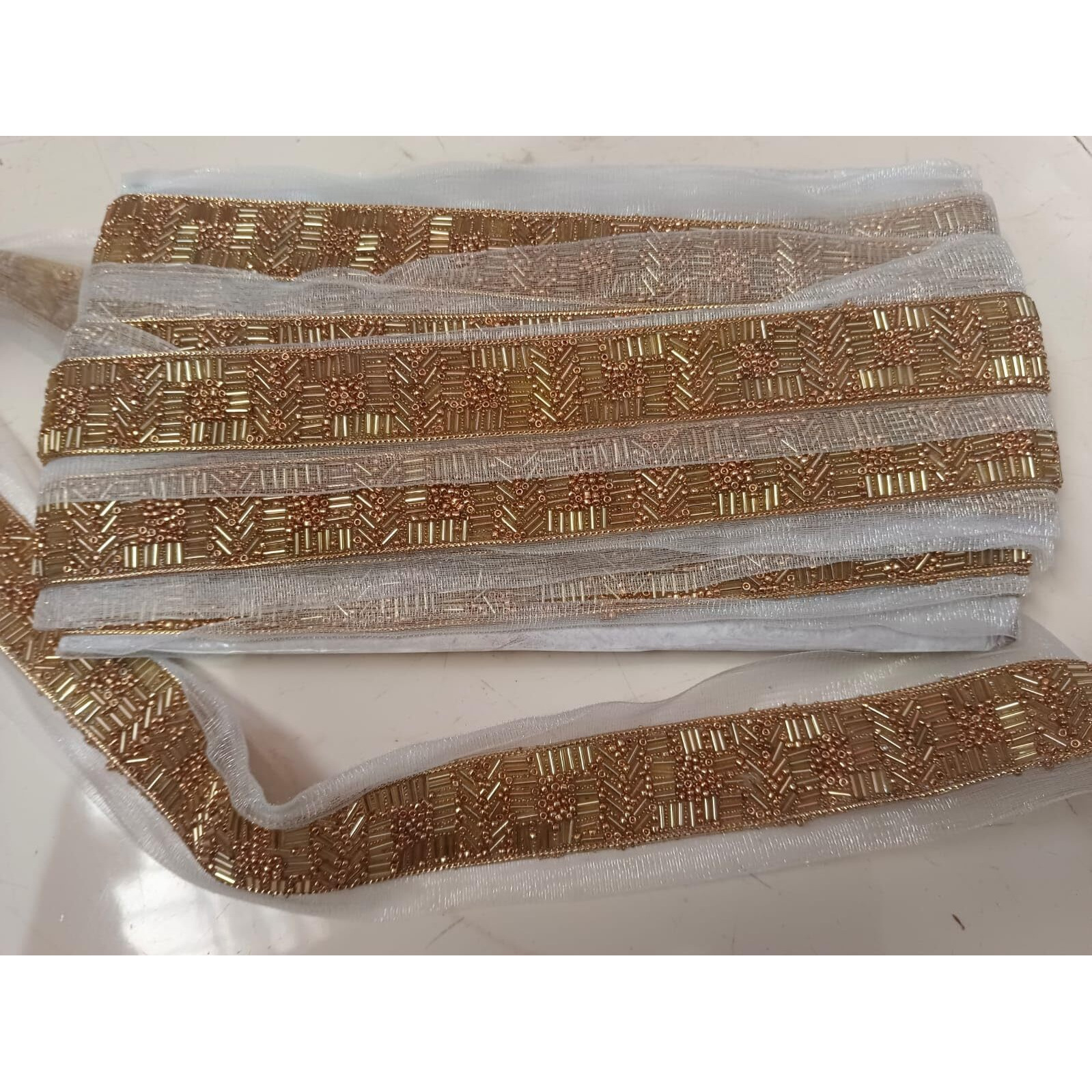 Nnj Group Zardosi Embroidered Golden Lace Border For Saree, Lehenga & Bridal Wear  9 Metres  Premium Wedding & Festive Embroidery Trim Lace