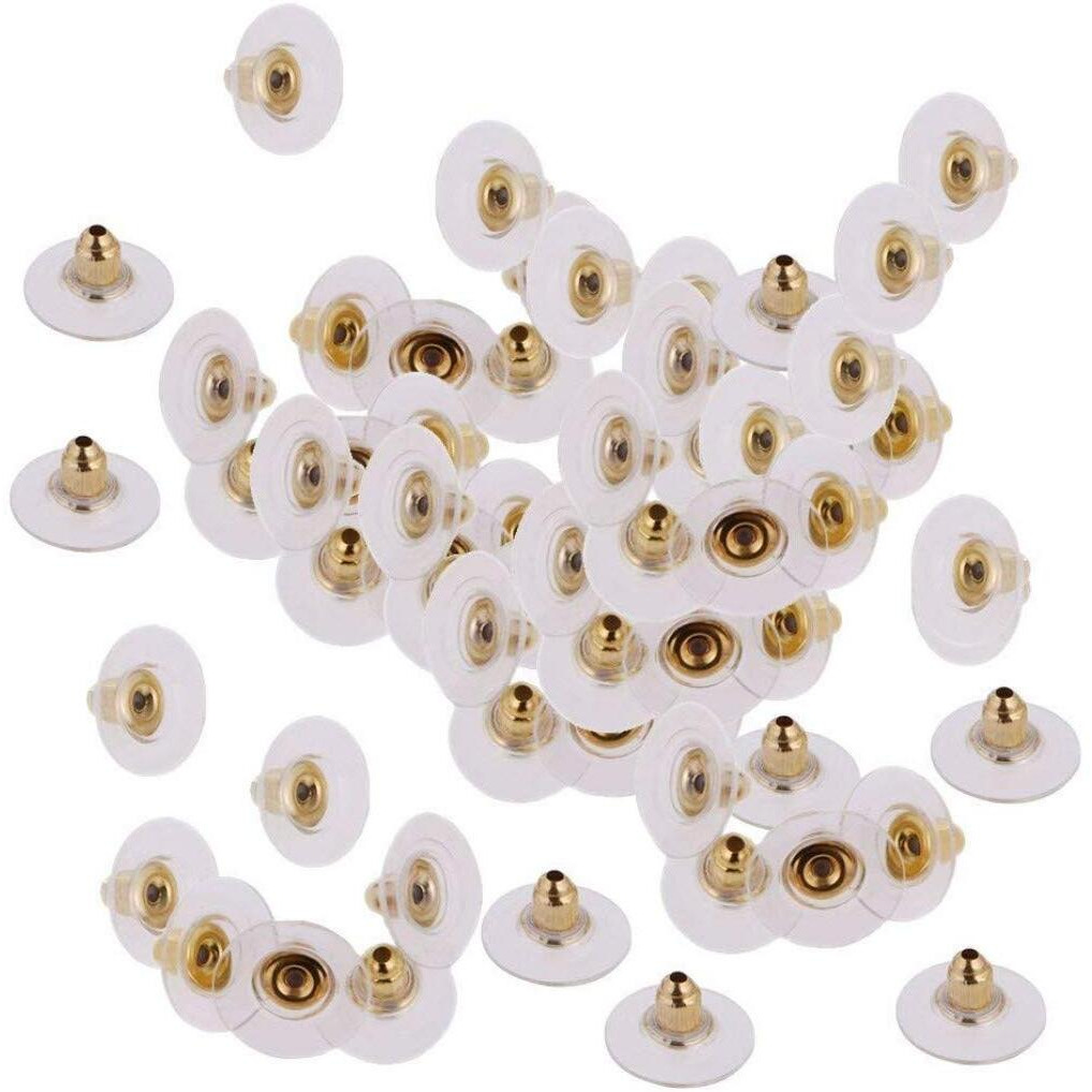 Diy Crafts Pack Of 200 Pcs, Gold, Pairs Bullet Clutch Earring Backs With Pad Safety (Silver Gold And Flat Clear) - Pack Of 200 Pcs Gold (Silver Gold Cle (Pack Of 200 Pcs, Gold)