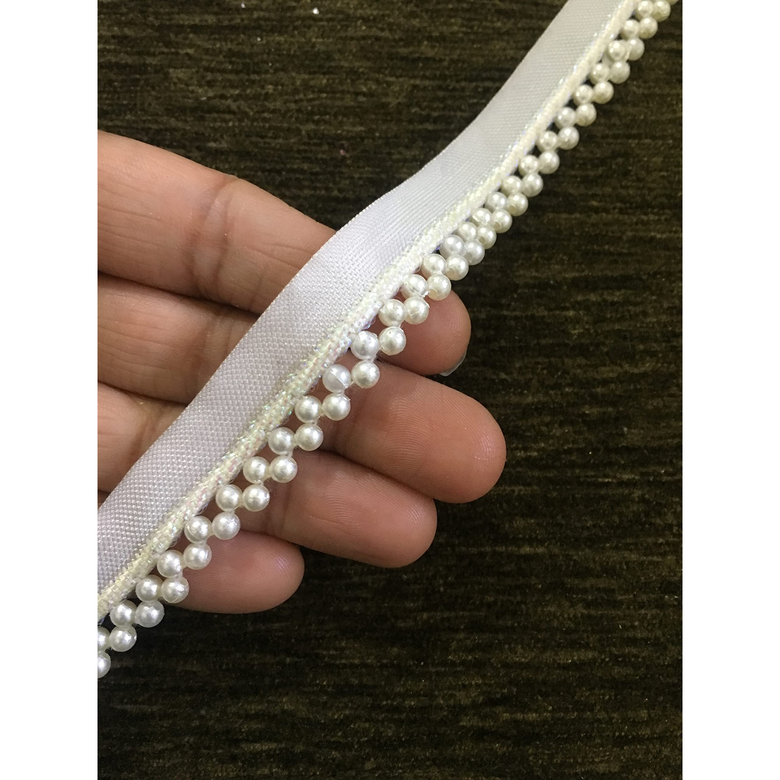 Sync Pearl Lace And Border Material For Sarees Offwhite Cream Colour Lace Blouse Dupatta Chunni Lahenga Gowns, Dress, Caps, Decoration And Crafts,Pack Of 8 Meters