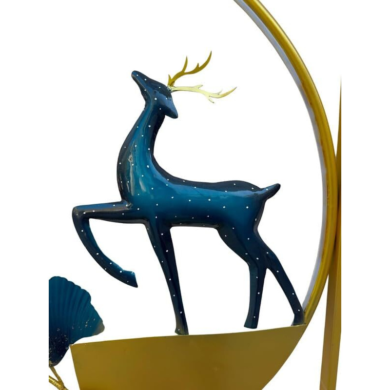 Rsn Big Metal Wall Decor,3D Handmade Deer With Zinko Leaves Iron Wall Art Decor, Large Modern Deer Home Metal Wall Hangings, Living Room Bedroom Office,Size-60X30 Inches