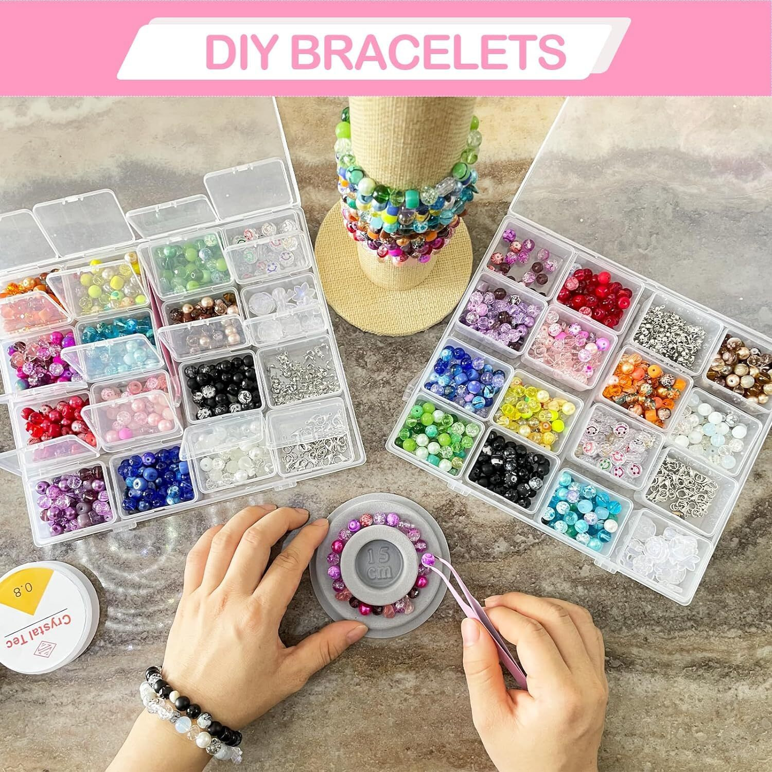 Diy Crafts Unssorted Beads Mixed Combo Kit, Crystal Etc Beads Bracelet Making Kit Glass Beads For Jewelry Making, Beads Bracelet Kit, Crystal Beads, Jewelry Making Kit For Girls 8-12 Pcs - (260)