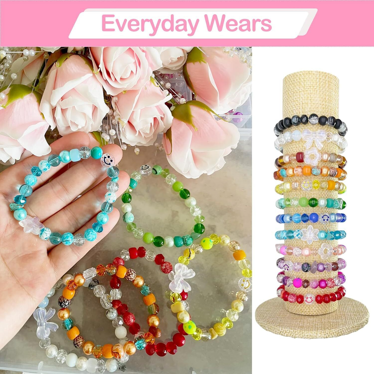 Diy Crafts Unssorted Beads Mixed Combo Kit, Crystal Etc Beads Bracelet Making Kit Glass Beads For Jewelry Making, Beads Bracelet Kit, Crystal Beads, Jewelry Making Kit For Girls 8-12 Pcs - (260)