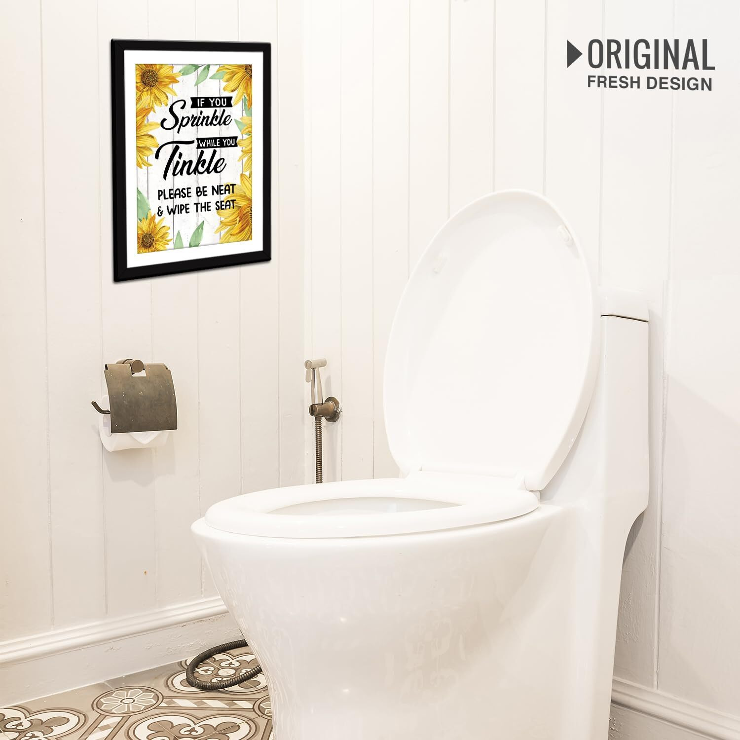 Chaka Chaundh - Bathroom Quotes - Bathroom Posters With Frame - Washroom Quotes Framed Posters - Washroom Quotes Frames - Toilet Quotes Wall Hanging - (14 X 11 Inches)
