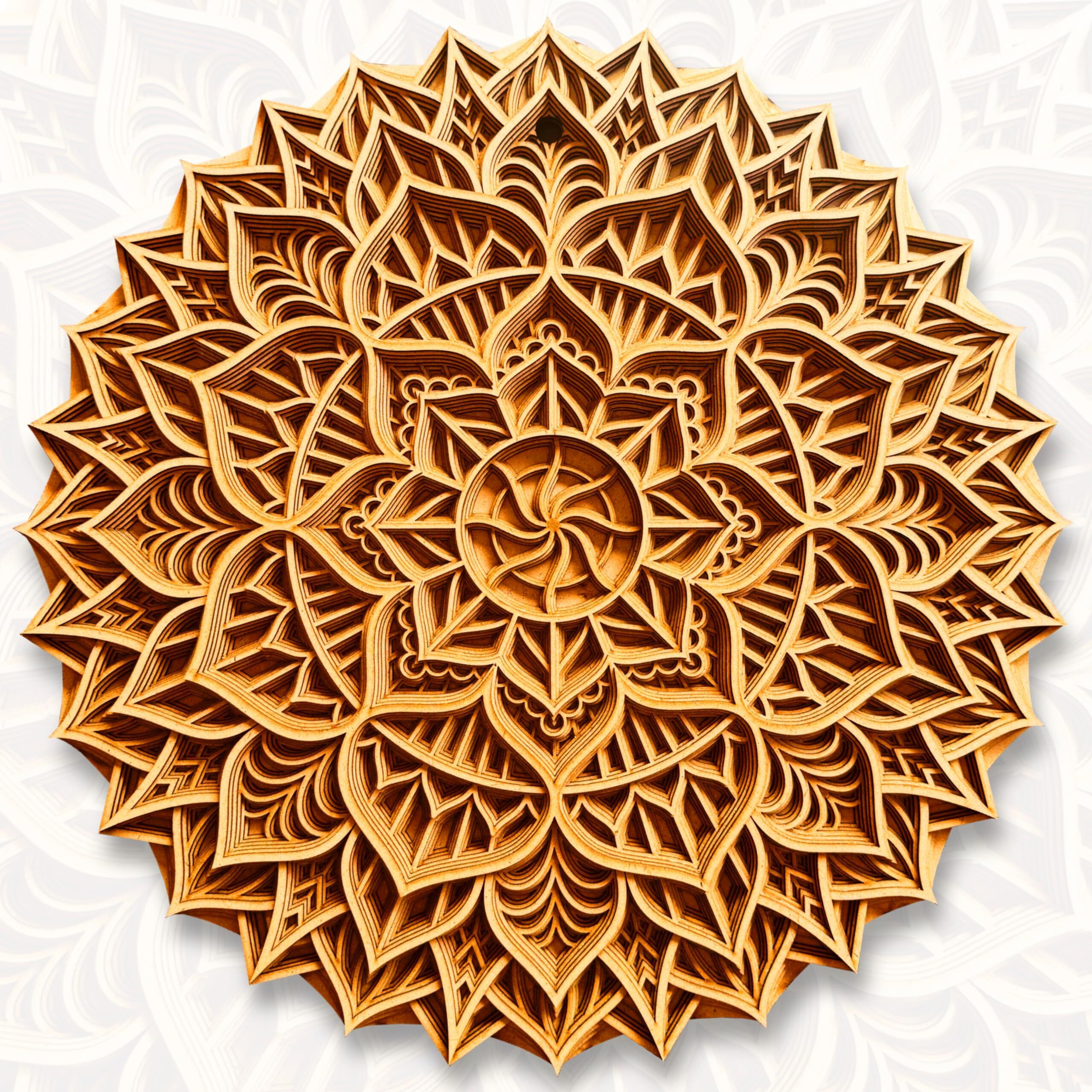Gloridec Wooden 3D Laser Cut Decorative Mandala Wall Decor | Decorative Multi Layered Round Mandala Wall Art, Living Room Wall Hanging (18 X 18 Inch)